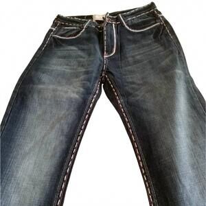 NEW LAVERITA men's straight leg jeans with skater embroidered in blue